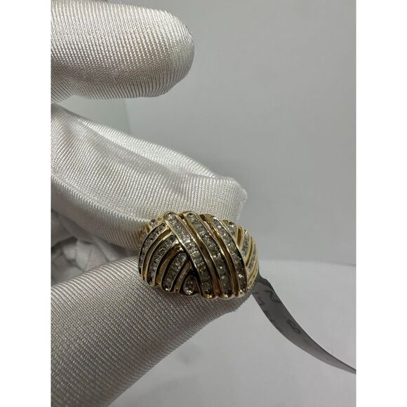 Stunning 1/2 CT Natural Diamond Rails, 14Ktp Gold Ring - Picture 3 of 6